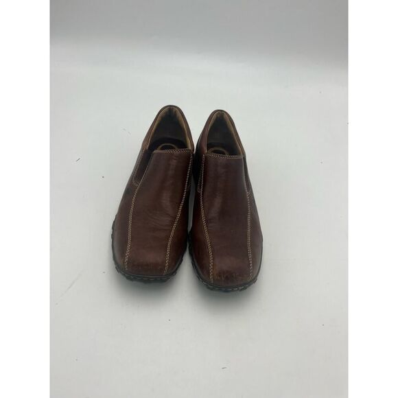 BORN Driving Shoes Men 9 Med Wide Slip On Loafers Brown Leather Suede Square Toe - Picture 1 of 4